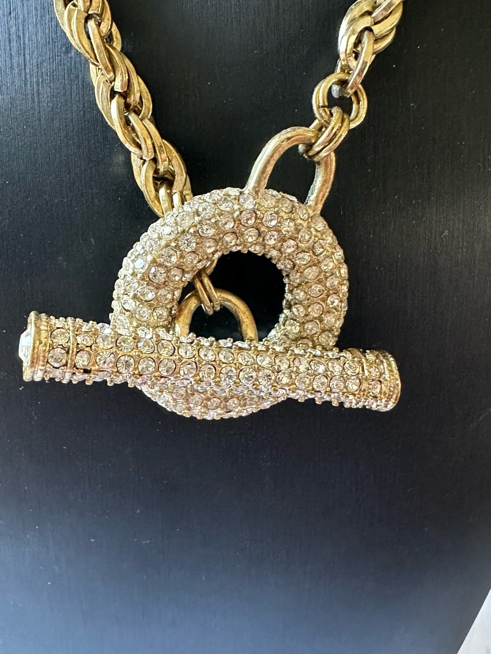 INC International Concepts Gold Crystal Toggle Pendant Necklace - Picture 3 of 3